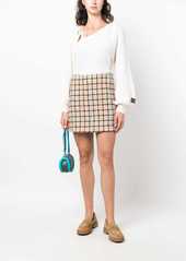 MSGM plaid-check textured mini skirt