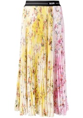 MSGM pleated floral-print skirt