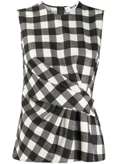 MSGM pleated-front checked top