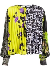 MSGM pleated multi-print blouse