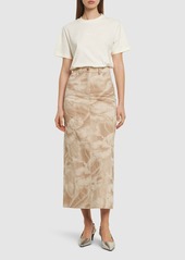 MSGM Printed Cotton Blend Midi Skirt