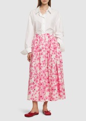 MSGM Printed Cotton Midi Skirt
