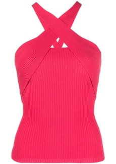 MSGM ribbed-knit halterneck top