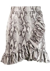 MSGM ruffled snakeskin print skirt