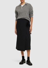 MSGM Stretch Wool Wrap Midi Skirt