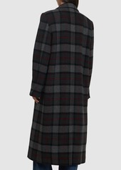 MSGM Tartan Wool Blend Felt Long Coat