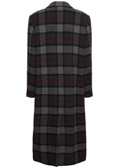 MSGM Tartan Wool Blend Felt Long Coat