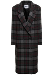 MSGM Tartan Wool Blend Felt Long Coat