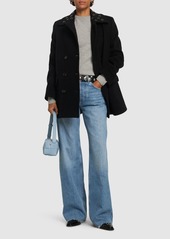 MSGM Wool Blend Felt Embellished Short Coat