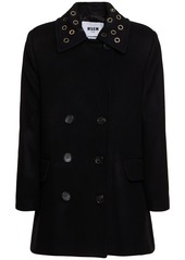 MSGM Wool Blend Felt Embellished Short Coat