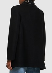 MSGM Wool Blend Felt Embellished Short Coat