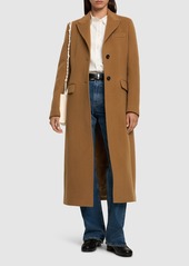 MSGM Wool Blend Felt Single Breast Long Coat