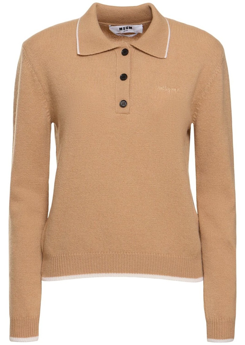 MSGM Wool Blend Knit Polo Sweater