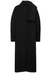 MSGM Wool Blend Long Coat W/scarf