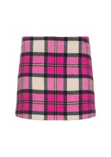 MSGM Wool Blend Tartan Mini Skirt