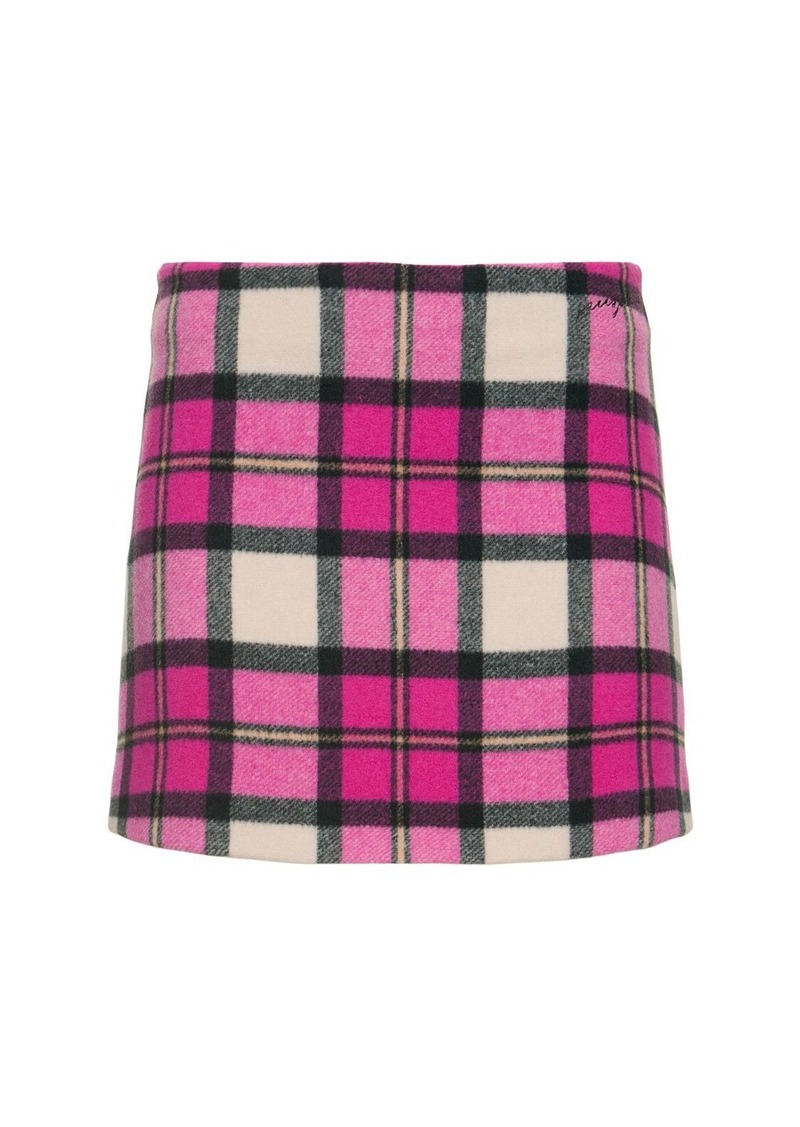 MSGM Wool Blend Tartan Mini Skirt