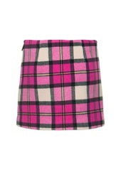 MSGM Wool Blend Tartan Mini Skirt