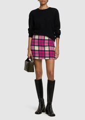 MSGM Wool Blend Tartan Mini Skirt