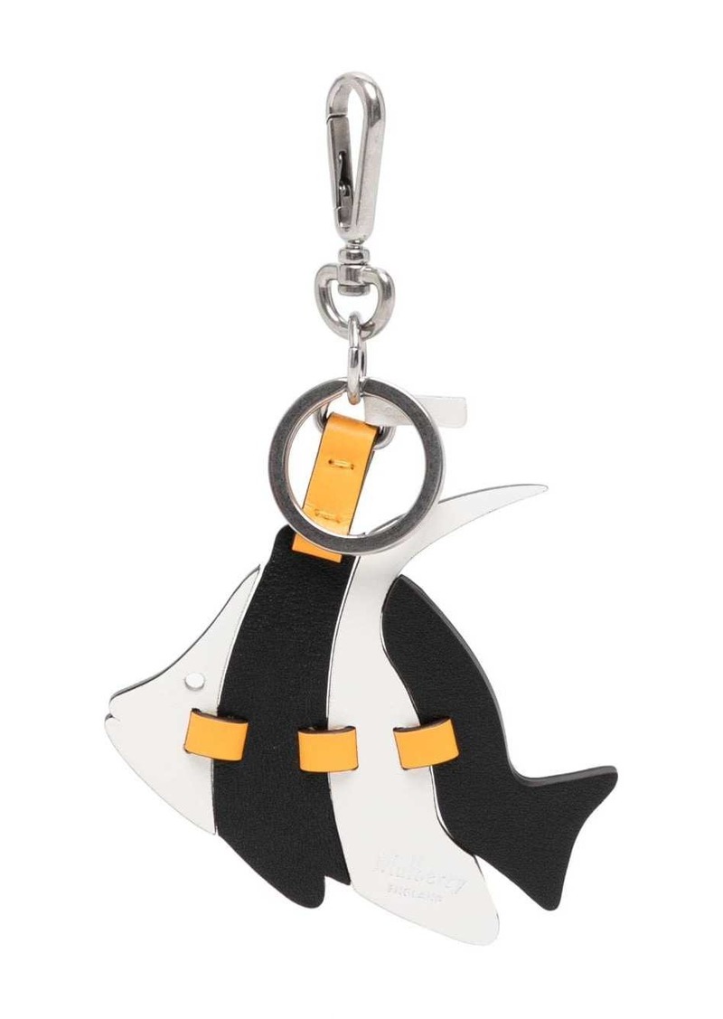 Mulberry angel-fish panelled leather keyring