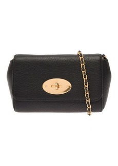 Mulberry 'Mini Lily' Black Shoulder Bag with Twist-Lock Fastening in Full-Grain Leather Woman