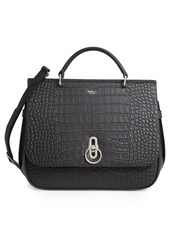 Mulberry Amberley Croc Embossed Leather Satchel in Black at Nordstrom