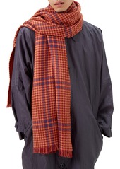 Mulberry Check & Houndstooth Wool Scarf in L190 Rust at Nordstrom