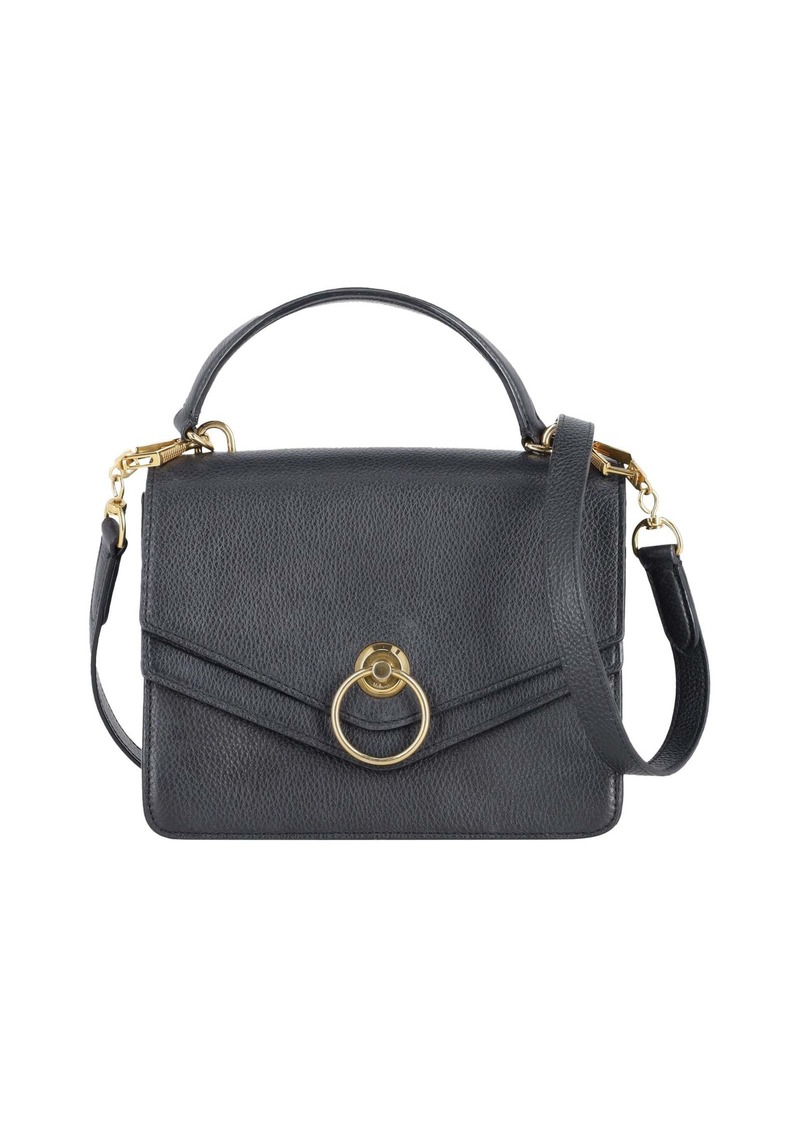 Mulberry Harlow Satchel Crossbody Bag in Black Grained Leather