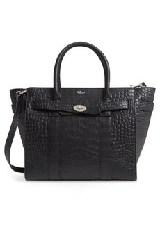 Mulberry Small Bayswater Croc Embossed Calfskin Leather Satchel