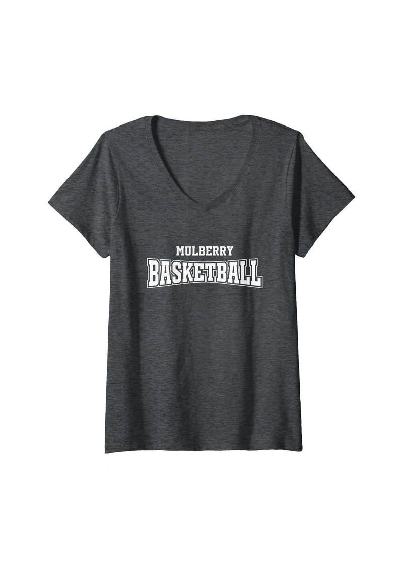 Womens Mulberry High School Basketball Warp HS V-Neck T-Shirt