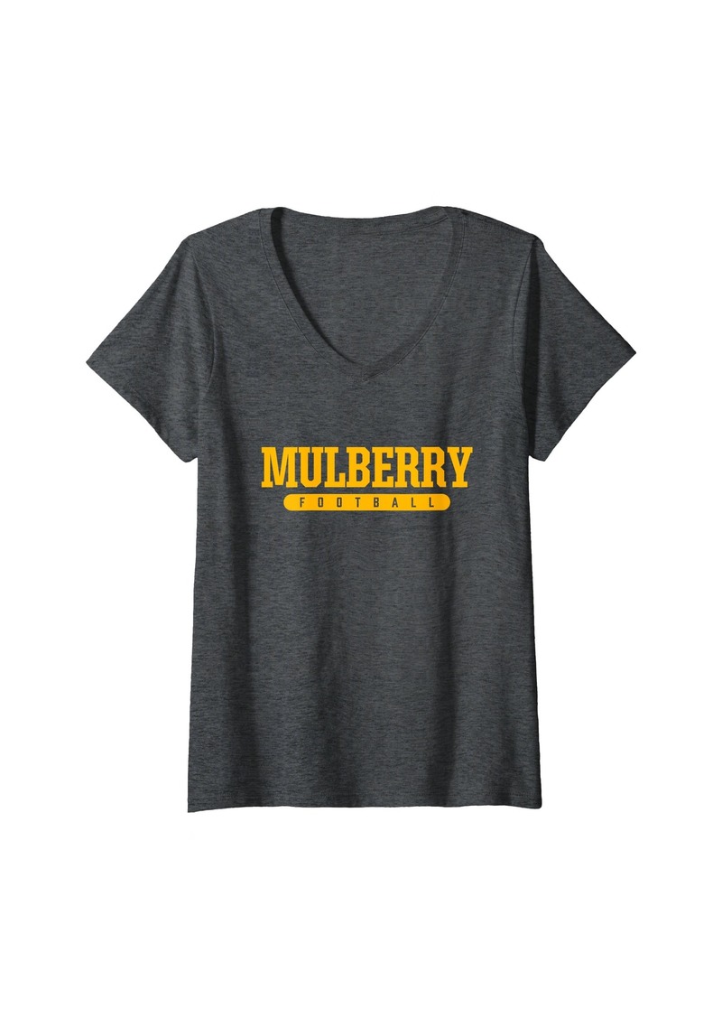 Womens Mulberry High School Football V-Neck T-Shirt