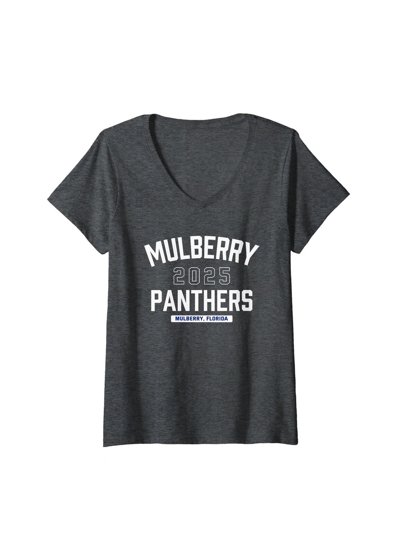 Womens Mulberry Panthers Mulberry Florida 2025 V-Neck T-Shirt