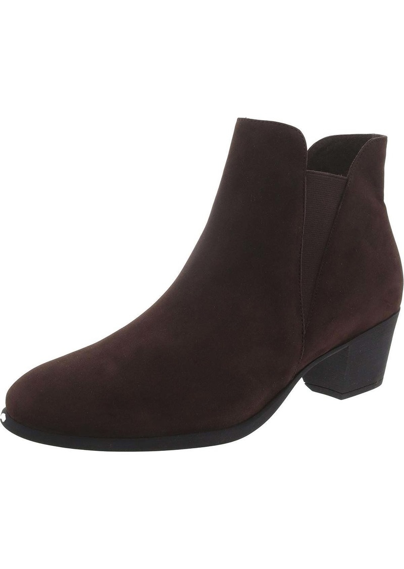 Munro Womens Suede Stacked Heel Ankle Boots