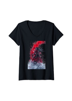 Mystique Womens Warrior in Red and White Fantasy Artwork V-Neck T-Shirt