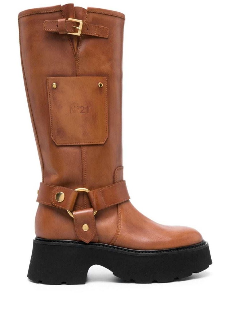 Nº21 60mm debossed-logo leather boots