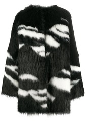 Nº21 Eco Zebra-Stripe Fur Coat