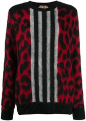 Nº21 leopard pattern striped jumper