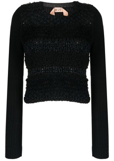 Nº21 open-knit round-neck sweater