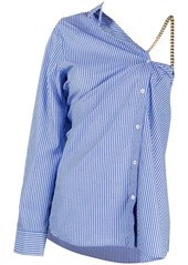 Nº21 chain-strap asymmetric striped shirt