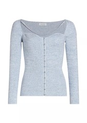 Naadam Cotton & Cashmere Ribbed Sweetheart Cardigan