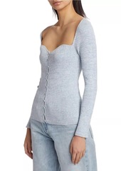 Naadam Cotton & Cashmere Ribbed Sweetheart Cardigan