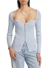 Naadam Cotton & Cashmere Ribbed Sweetheart Cardigan