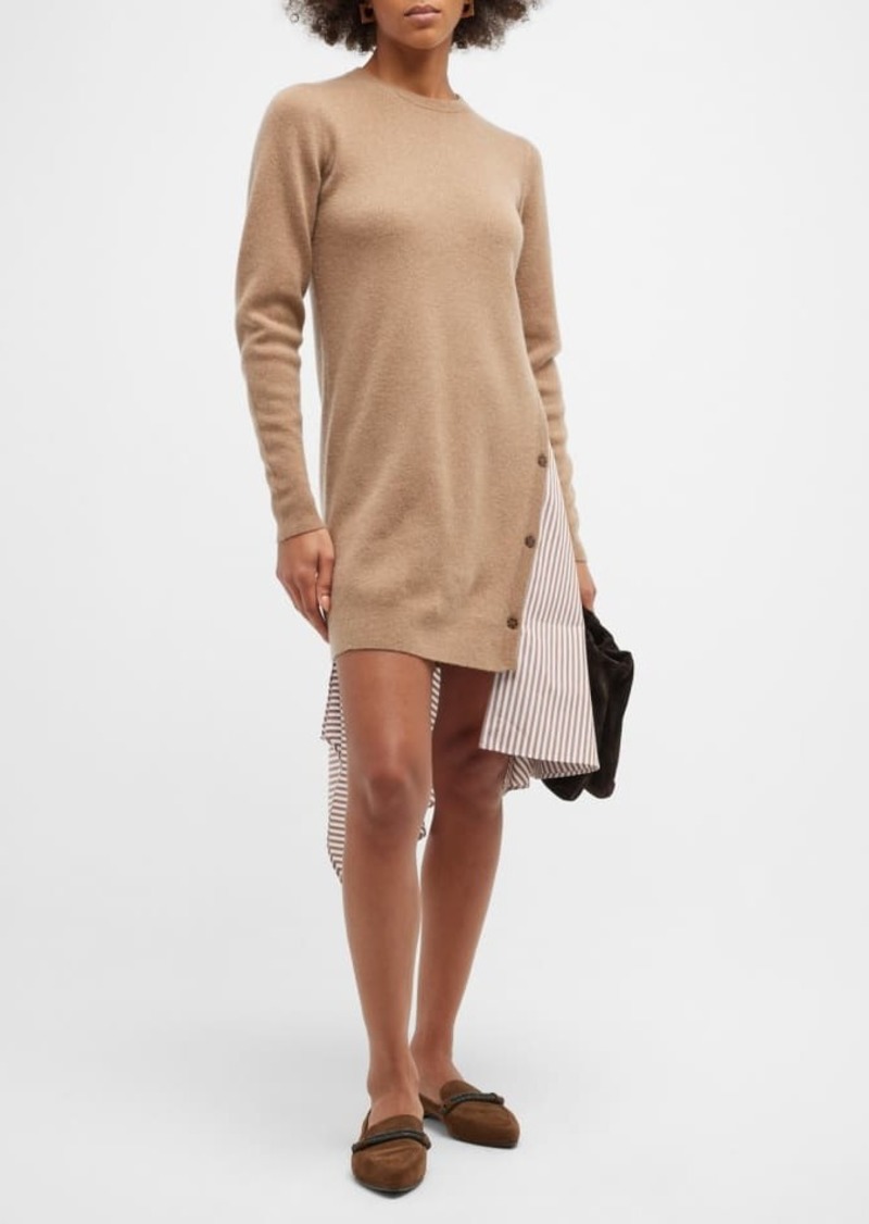 Naadam Mixed Media Asymmetric Sweater Dress