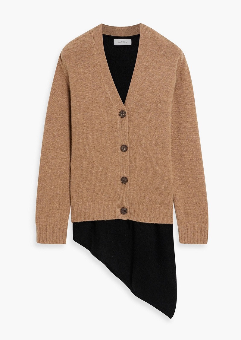 Naadam - Asymmetric two-tone wool and cashmere-blend cardigan - Brown - S