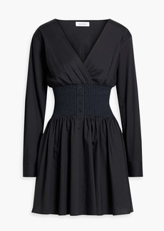 Naadam - Cotton-poplin and ribbed-knit mini dress - Gray - XS