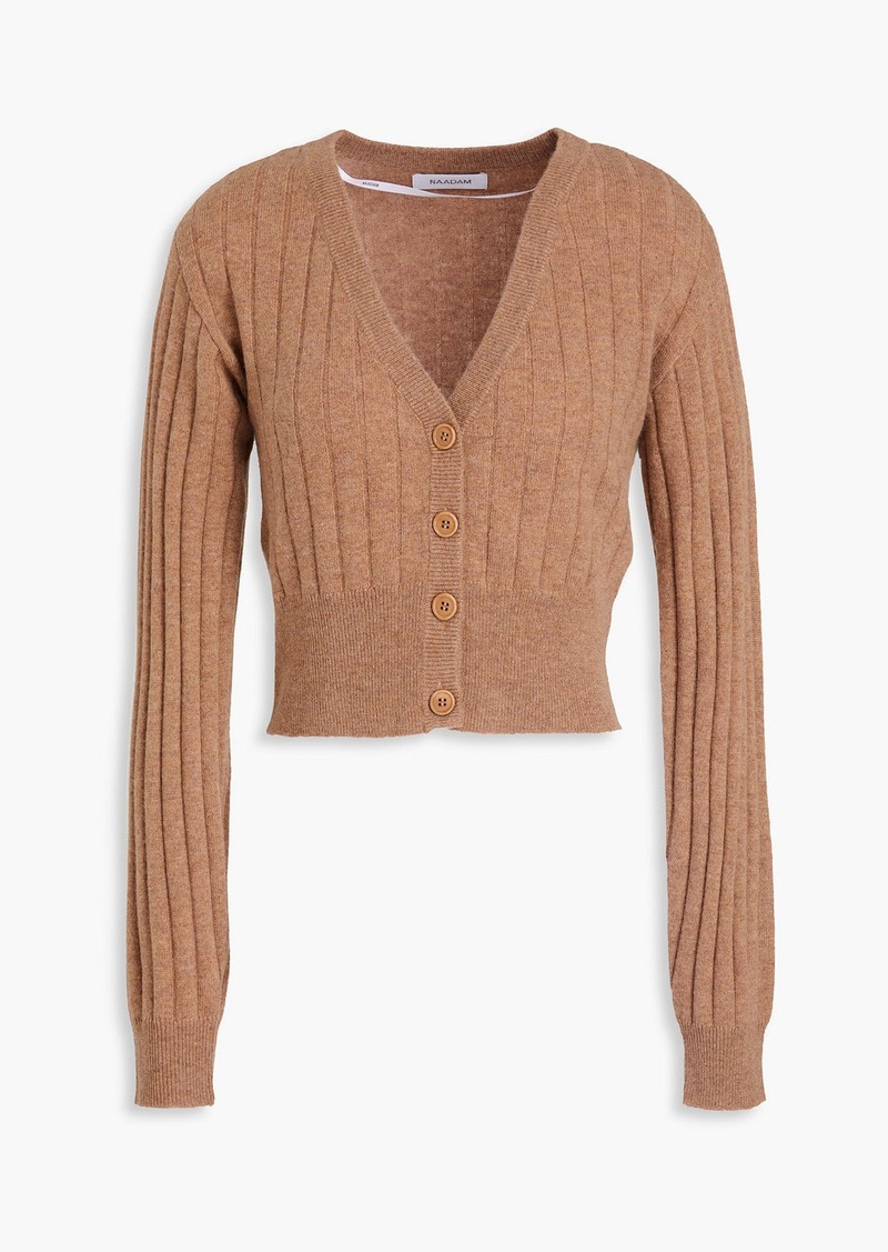 Naadam - Cropped ribbed wool and cashmere-blend cardigan - Brown - L