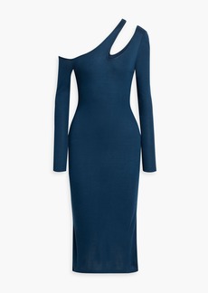 Naadam - One-shoulder cutout modal and cashmere-blend midi dress - Blue - S