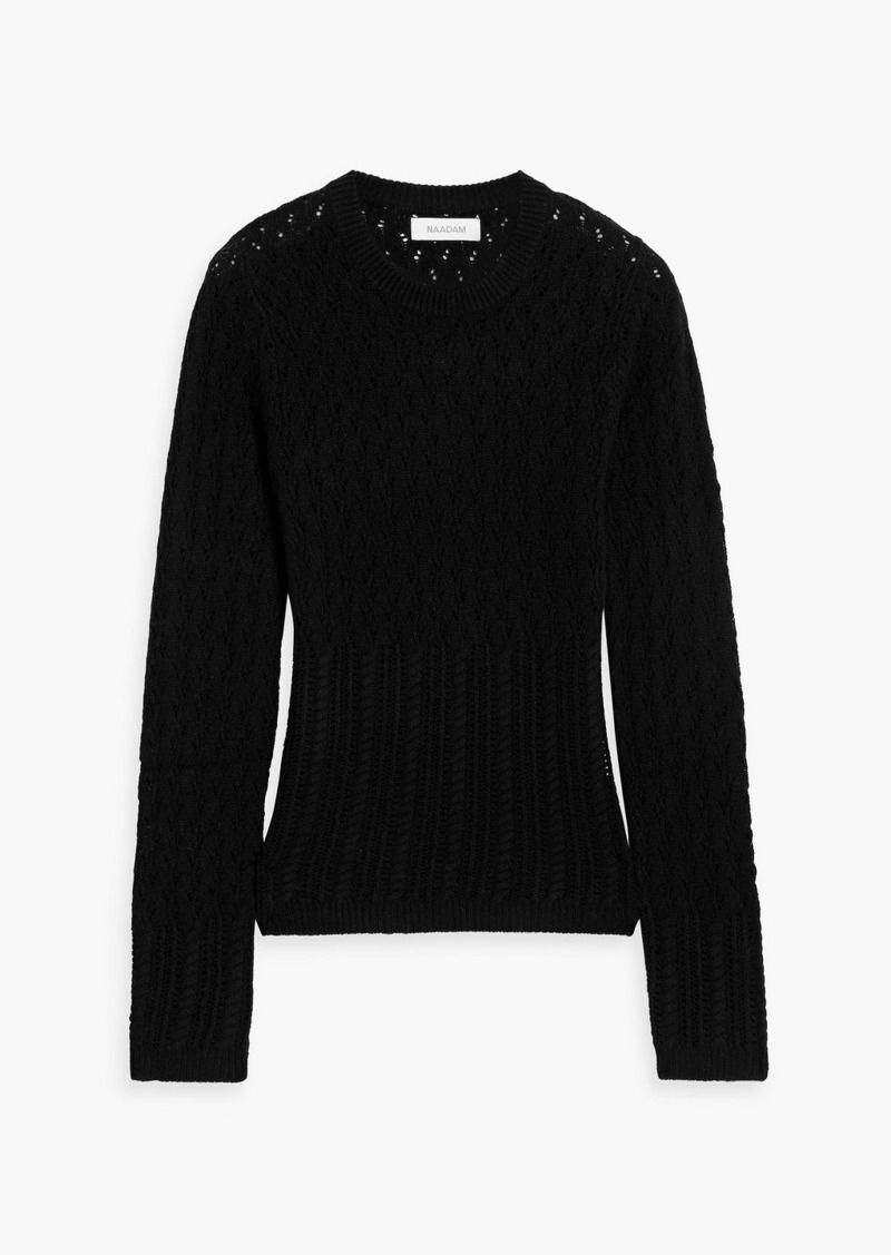 Naadam - Pointelle-knit wool and cashmere-blend sweater - Black - S