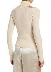 Naadam Wool Cashmere Cut-Out Turtleneck Top