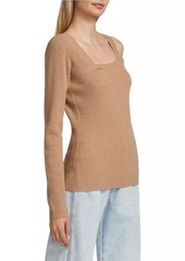 Naadam Wool-Cashmere Ribbed Asymmetrical Sweater