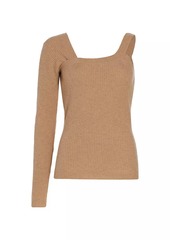 Naadam Wool-Cashmere Ribbed Asymmetrical Sweater